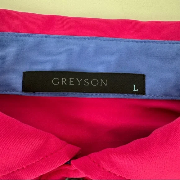 Greyson Men's Large Cayuse Barbie Core Pink Glasseye Short Sleeve Polo NWT - Picture 4 of 8